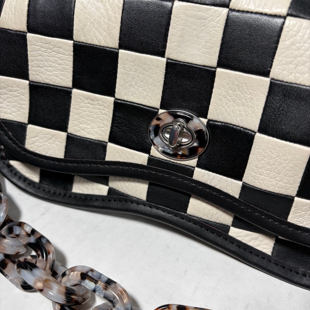 Coach COACHTOPIA CHECKERBOARD LEATHER WAVY DINKY BAG Shoulder Crossbody - Picture 2 of 8